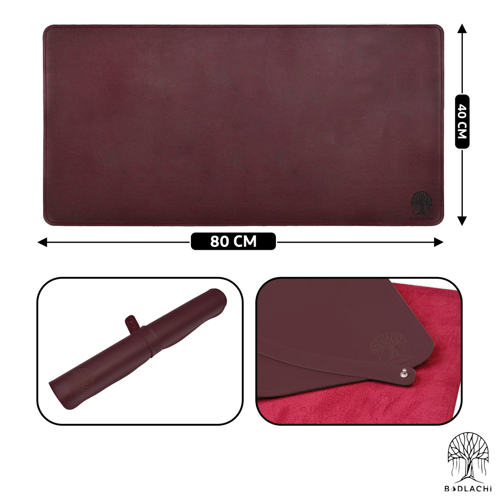 Red Premium PU Leather Desk Mat - Image 2